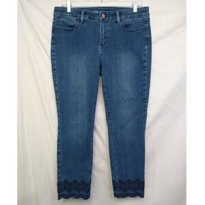 Talbots Flawless Slim Ankle Jeans 10P Embroidered Hem